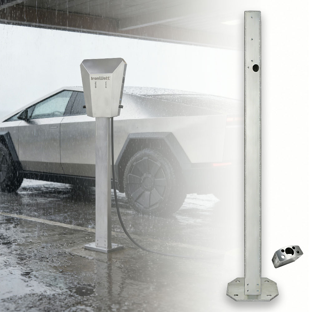 EV Charger Pedestal Stand Holder for Electric Vehicle Charger 304 Stainless Steel with Baseplate Commercial Mount