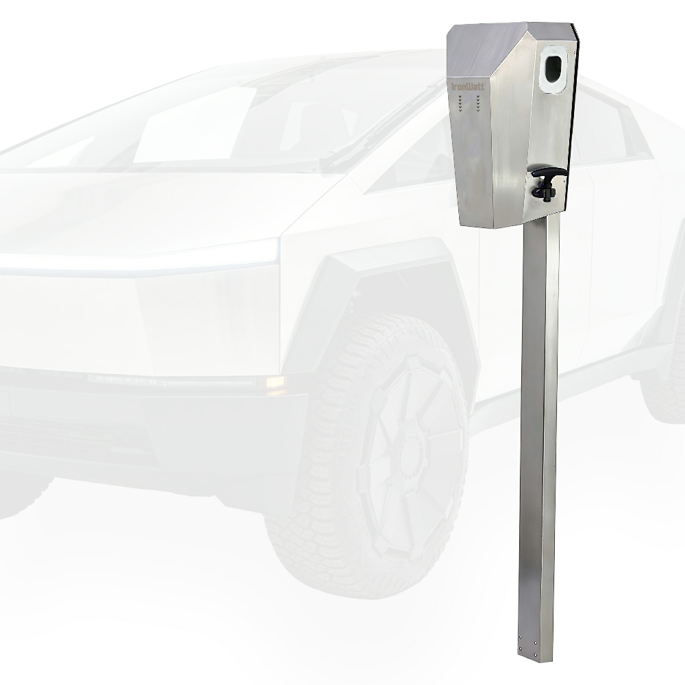 IronWatt Outdoor Stainless Steel Charging Station Enclosure, for Tesla NACS Dual-Port EV Charger